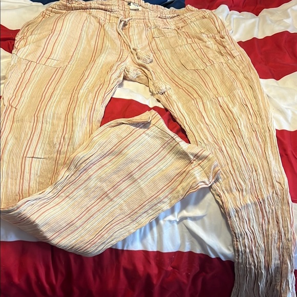 Roxy Pants - Striped Tan Roxy Linen Pants